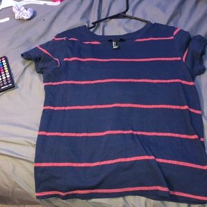 blue and red striped forever21 tee